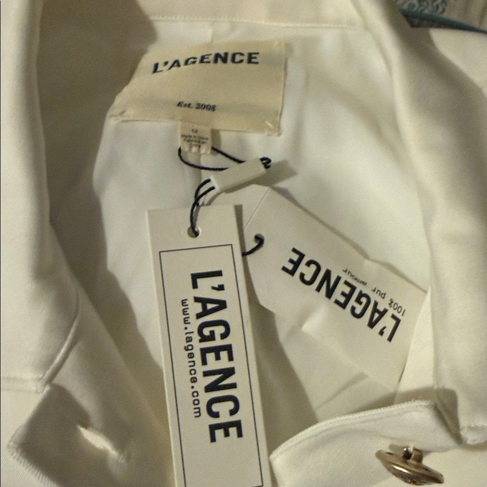L'Agence Kumi White Twill Jacket NWT - Picture 10 of 10